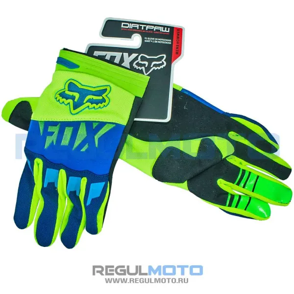 Перчатки FOX (Фокс) 1 Зеленый/синий M | Мототека